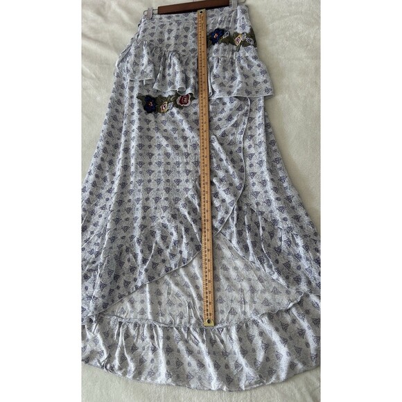 Jaase XL Boho Maxi Skirt Tiered Ruffle Wrap Floral Embroidered Festival Flowy - Picture 8 of 11